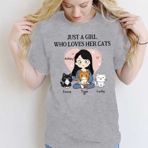 Apparel Just A Girl Who Loves Her Cat Personalized Shirt