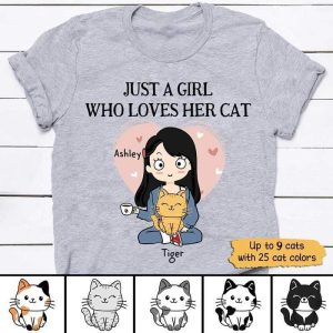 Apparel Just A Girl Who Loves Her Cat Personalized Shirt