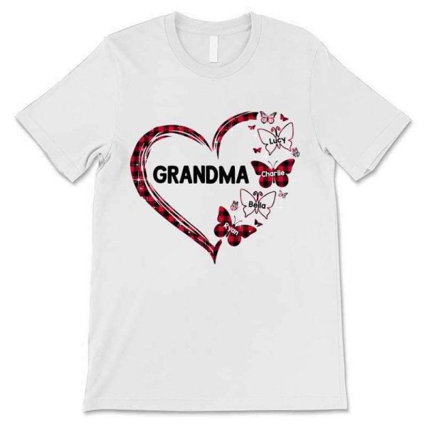Apparel Leopard Checkered Floral Patterns Mom Grandma Heart Personalized Shirt