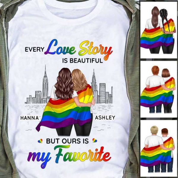 Apparel Love Story LGBT Couples Personalized Shirt Classic Tee / White Classic Tee / S