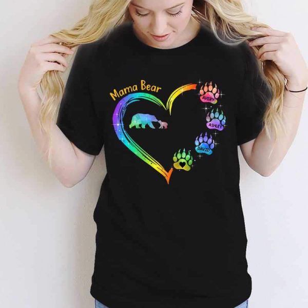 Apparel Mama Bear Heart Colorful Personalized Shirt