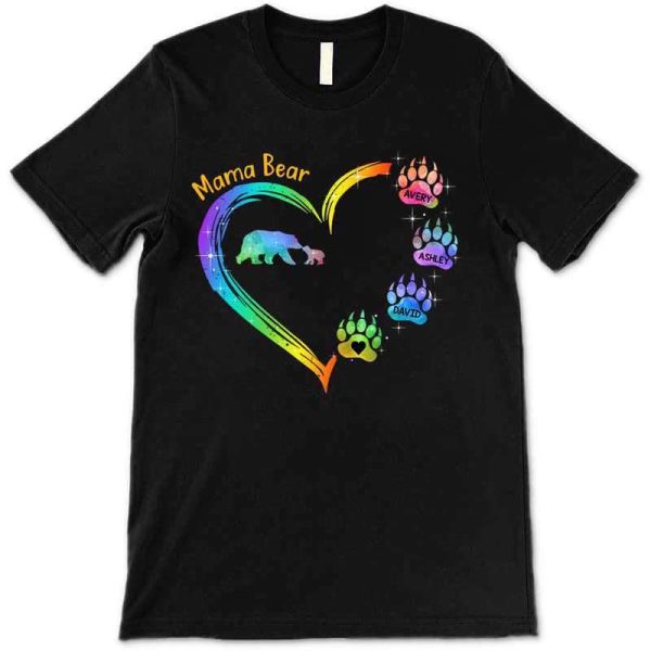 Apparel Mama Bear Heart Colorful Personalized Shirt