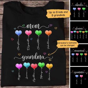 Mom Grandma Heart Balloon Personalized Shirt