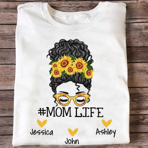 Apparel Mom Life Messy Bun Personalized Shirt Classic Tee / White Classic Tee / S