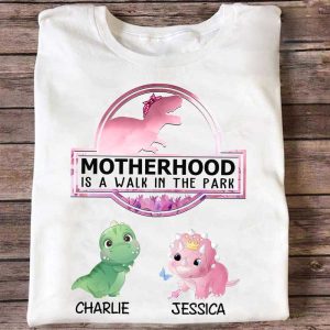 Apparel Motherhood Mamasaurus Cute Little Dinosaur Personalized Shirt Classic Tee / White Classic Tee / S