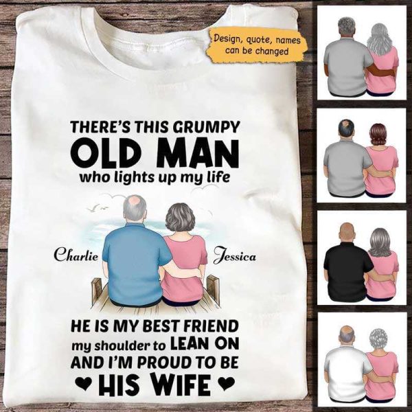 Apparel Old Couple Sitting Personalized Shirt Classic Tee / White Classic Tee / S