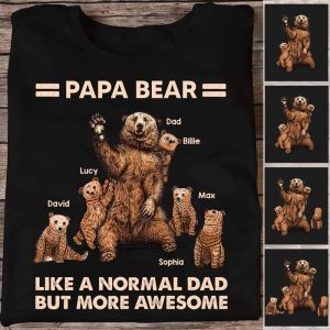 Papa Bear And Kids Personalized Shirt