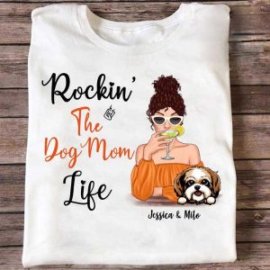 Apparel Rockin‘ Dog Mom Life Cocktail Girl Personalized Shirt Classic Tee / White Classic Tee / S