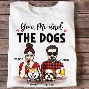 Apparel You Me And The Dog Front View Couple Personalized Shirt Classic Tee / White Classic Tee / S