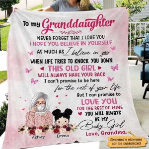 To My Granddaughter Grandson Personalized Fleece Blanket