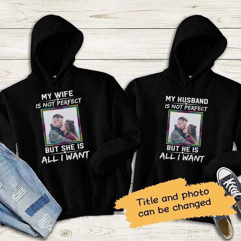 Hoodie All I Want Couple Personalized Photo Hoodie Pullover Hoodie / XS / BLACK