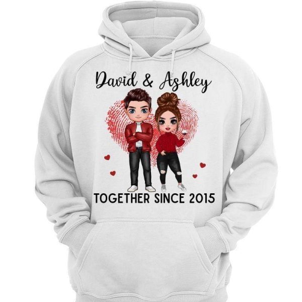 Hoodie & Sweatshirts Doll Couple Together Since Anniversary Gift Personalized Hoodie Sweatshirt Hoodie / White Hoodie / S