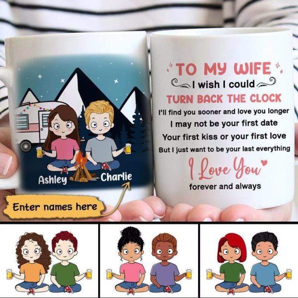 Mugs Chibi Camping Couple To My Wife Valentine Personalized Mug 11oz