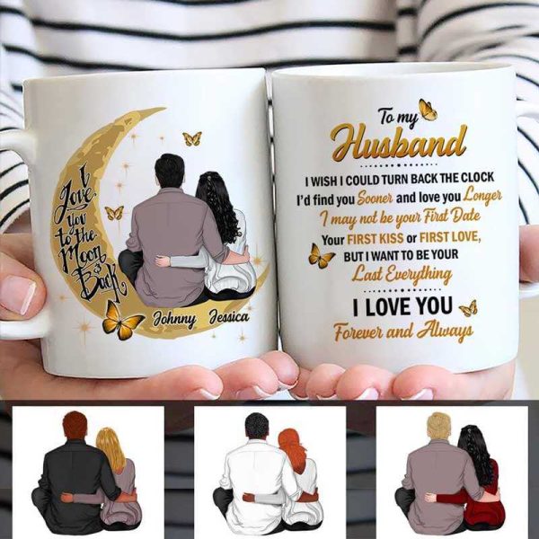 Mugs Couple Sitting Love You To The Moon And Back Personalized Mug 11oz
