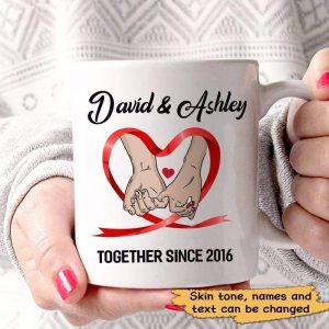 Mugs Couple Together Since Hand In Hand Personalized Mug 11oz