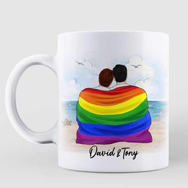 Mugs LGBT Couple At Sea Personalized Mug 11oz