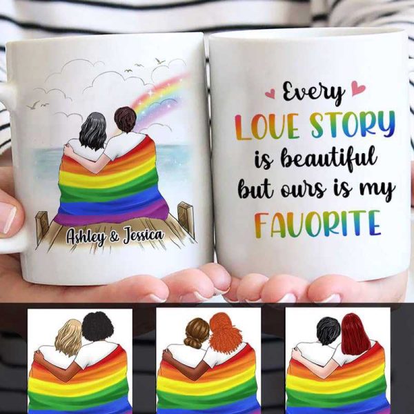 Mugs LGBT Couple On The Bridge Personalized Mug 11oz
