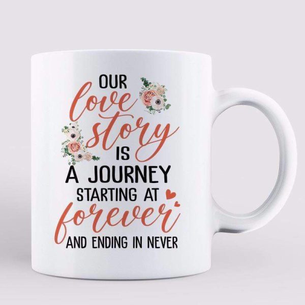 Mugs Our Love Is A Journey Wedding Couple On Car Personalized Mug 11oz