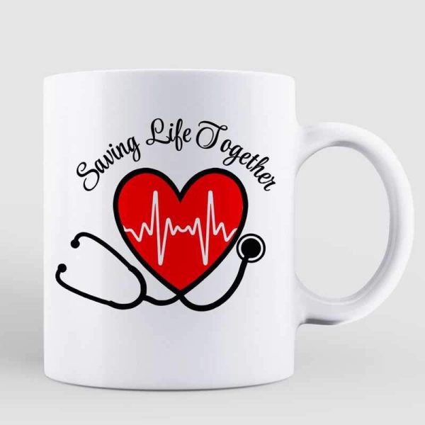Mugs Saving Life Together Nurse Couple Personalized Mug 11oz