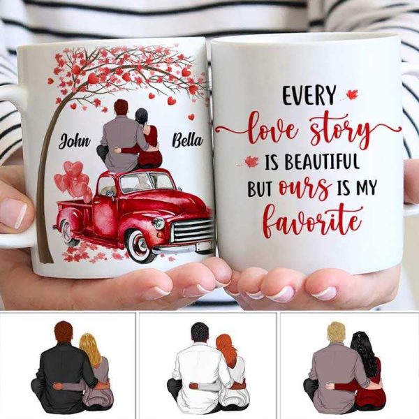 Mugs Valentine Couple With Car And Tree Personalized Mug 11oz