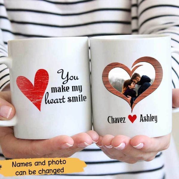 Mugs You Make My Heart Smile Couple Personalized Coffee Mug 11oz