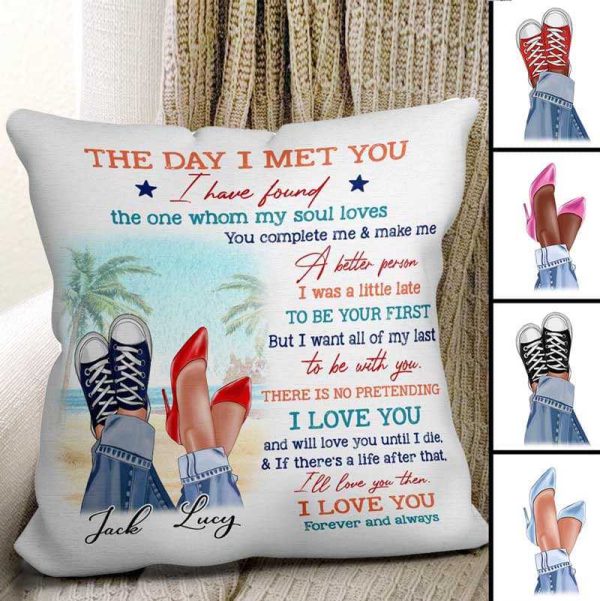 Pillow Found The One My Soul Loves Couple Legs Personalized Pillow (Insert Included) 18x18 / Linen