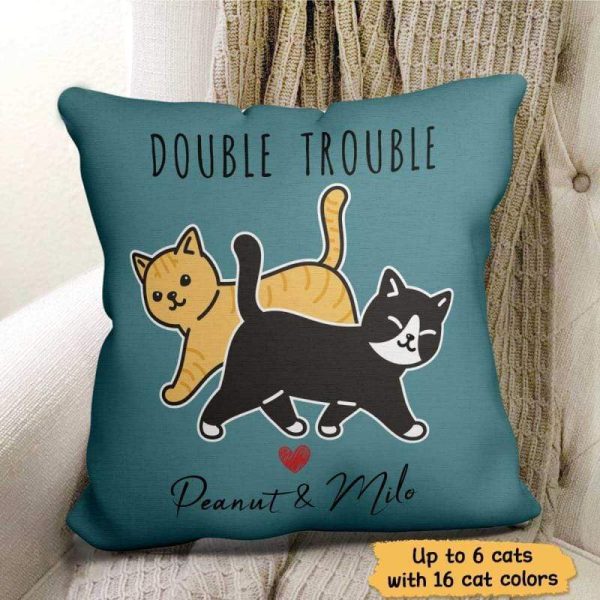 Pillow Walking Cat Personalized Pillow (Insert Included) 18x18 / Linen