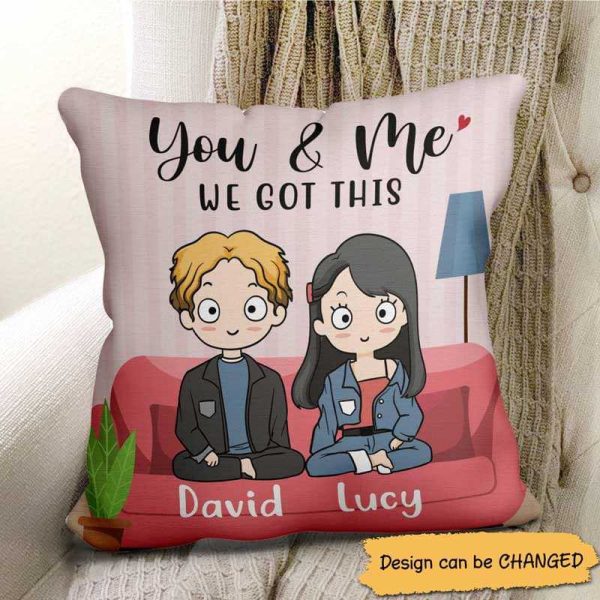 Pillow We Got This Chibi Couple Personalized Pillow (Insert Included) 18x18 / Linen