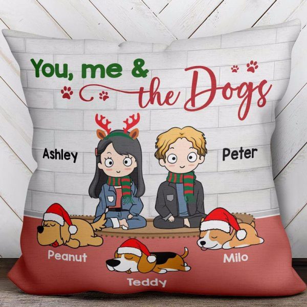 Pillow You Me Dogs Chibi Couple Christmas Personalized Pillow (Insert Included)