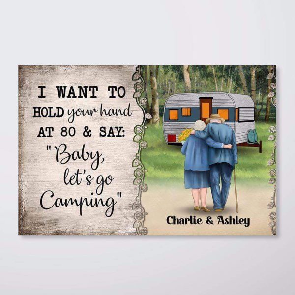 Poster Camping Old Couple Personalized Horizontal Poster