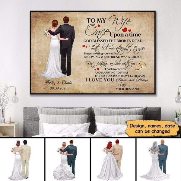 Poster Couple Wedding Gift Personalized Horizontal Poster 18x12