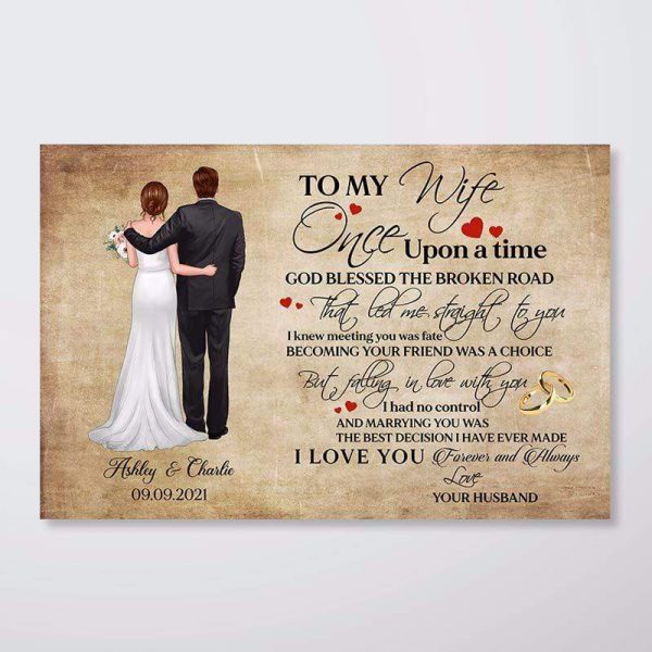 Poster Couple Wedding Gift Personalized Horizontal Poster
