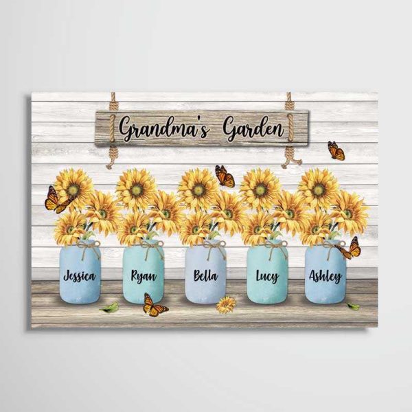 Poster Grandma‘s Garden Sunflower Vase Personalized Horizontal Poster (1-9)