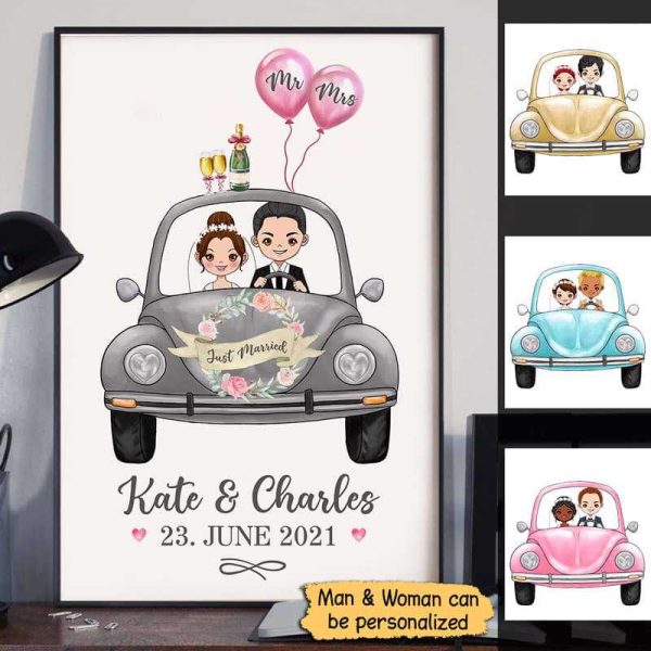 Poster Just Married Wedding Gift Personalized Vertical Poster 12x18