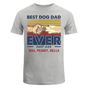 T-Shirt Best Dog Dad Ever Just Ask Retro Personalized Dog Dad Shirt Classic Tee / Ash Classic Tee / S