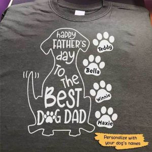 T-shirts Happy Father Day To The Best Dog Dad Personalized Dog Dad Shirt Classic Tee / S / Dark Heather