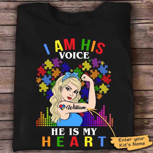 T-shirts He Is My Heart Autism Personalized Shirt Classic Tee / S / Black
