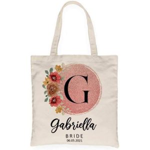 Tote Wedding Initial Letter Personalized Tote Bag 15x15