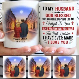 To my husband God blessed the broken road City Night, Anniversary gifts, Personalized gifts for him