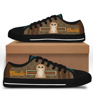 Cat Lover Gift Personalized Name Low Top  Shoes