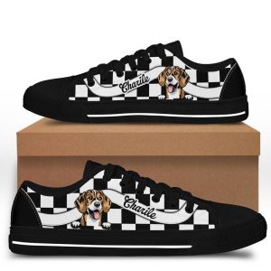 Dog Lover Gift Personalized Dog And Name Plaid Low Top Shoes