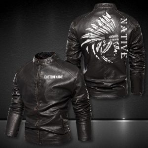 Personalized Leather Jacket Native American