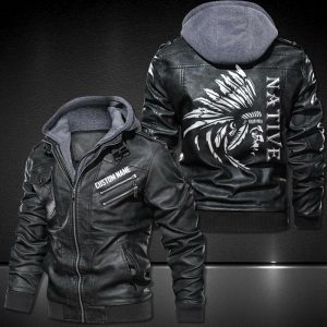 Personalized Leather Jacket Native American
