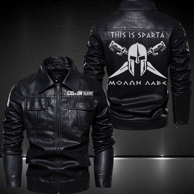 Personalized Leather Jacket This Is Sparta