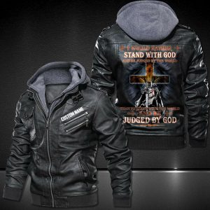 Personalized Leather Jacket I Would Rather Stand With God