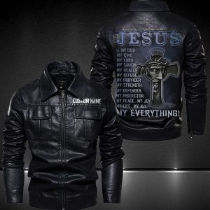 Personalized Leather Jacket Jesus My Everything