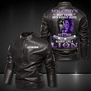 Personalized Leather Jacket My God'S Not Dead He'S Surely Alive