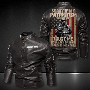 Personalized Leather Jacket Sorry If My Patriotism Offends You