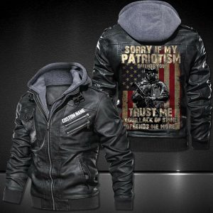 Personalized Leather Jacket Sorry If My Patriotism Offends You