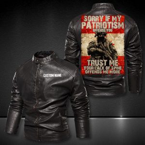 Personalized Leather Jacket Sorry If My Patriotism Offends You Canada Flag